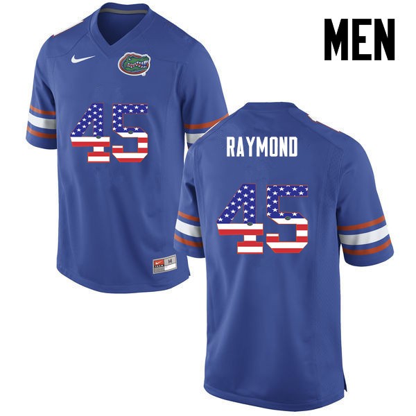 Florida Gators Men #45 R.J. Raymond College Football USA Flag Fashion Blue